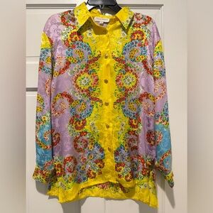 Balla Valentina Floral 100% Silk Women’s Blouse Size Medium